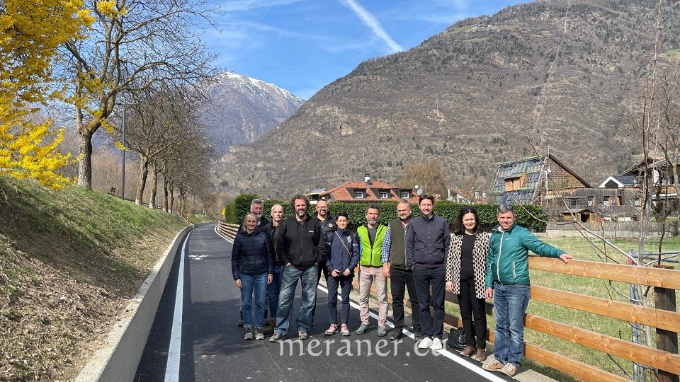 Verbreiterter Radwegabschnitt Naturns Kompatsch