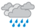 Bedeckt mit stürmischen Regenschauern